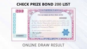 200 Prize bond result Pakistan
