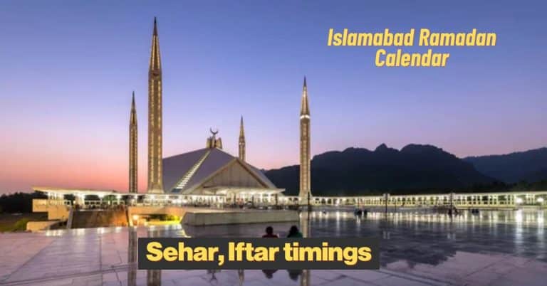 Islamabad sehar iftar time