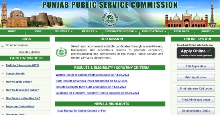 PPSC fee structure