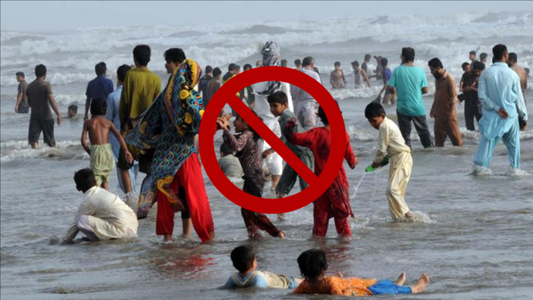Sindh authorities impose ban on swimming at beach amid cyclone threats
