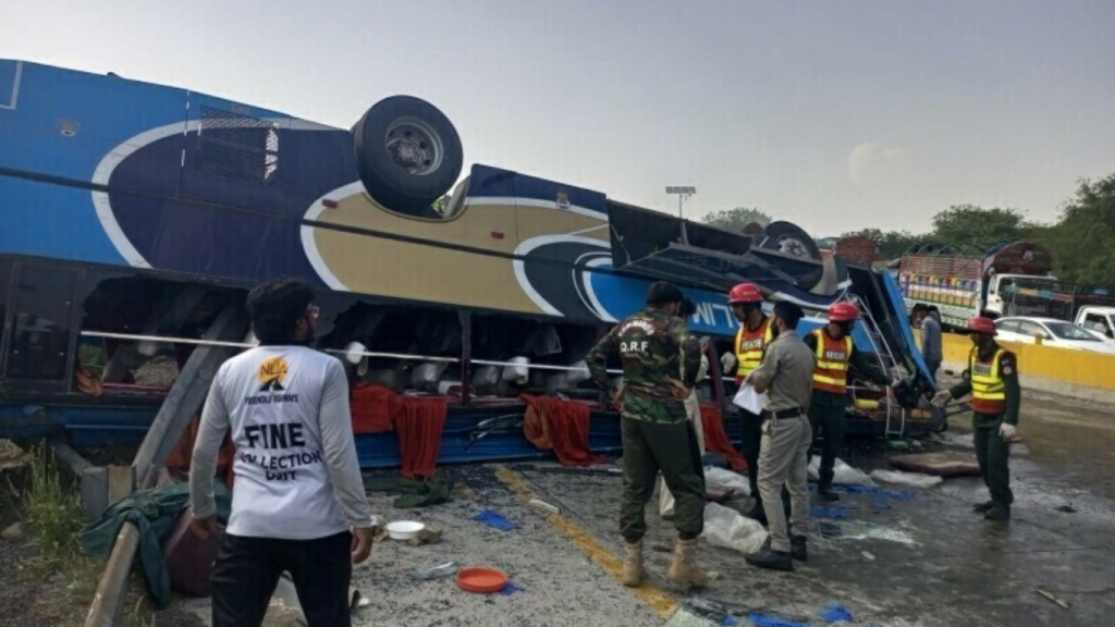 Passenger coach overturns on highway