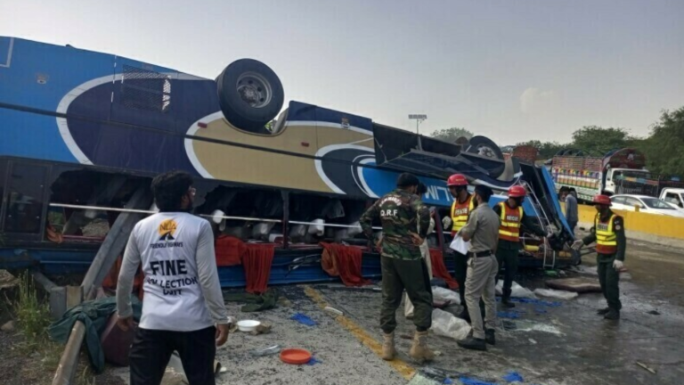 Passenger coach overturns on highway