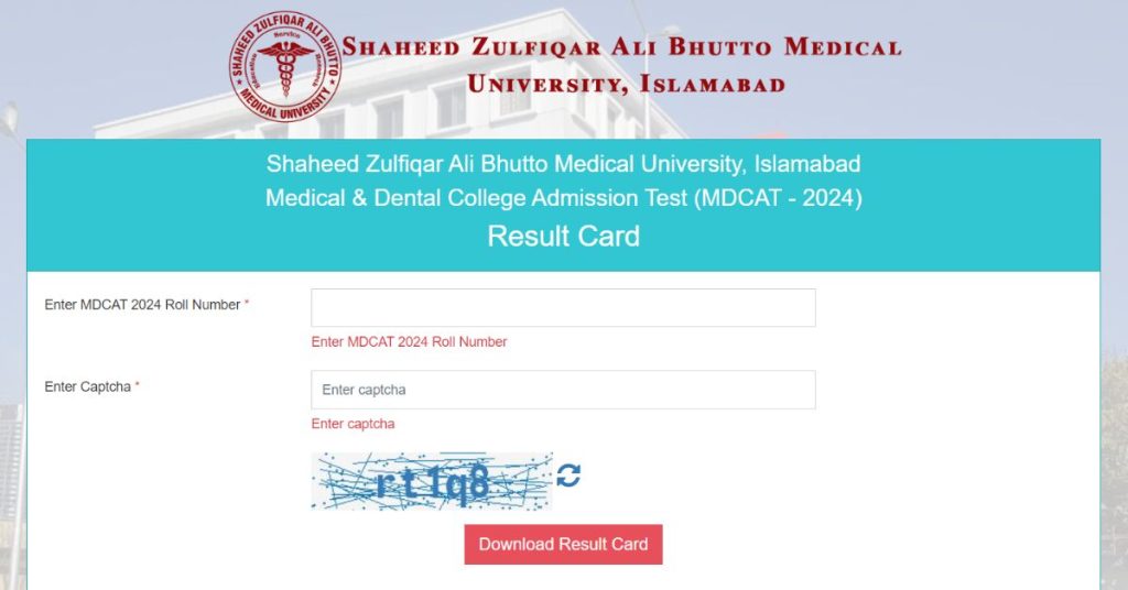 SZAMBU MDCAT 2024 result announced