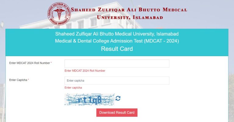 SZAMBU MDCAT 2024 result announced