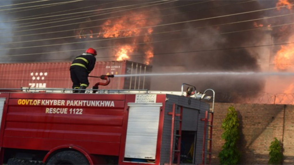 Peshawar industrial fire enters day 2, firefighters struggle to contain