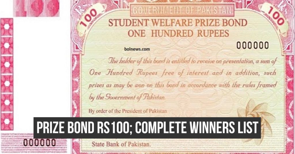 Rs100 prize bond complete winners list