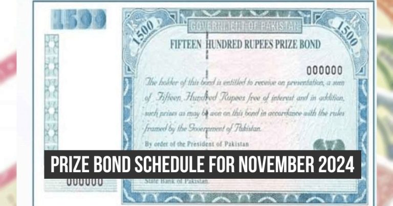 Prize bond schedule for November