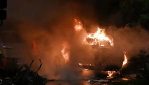 Karachi van fire injures 10 people