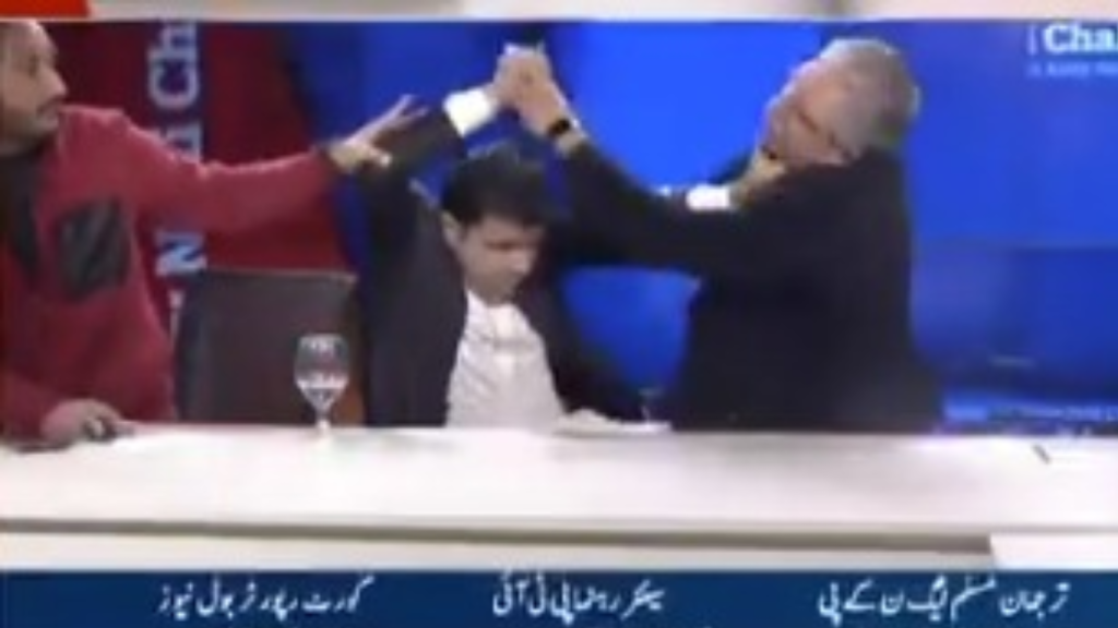 PTI, PLMN leaders scuffle over Imran Khan's personal life in live talk show