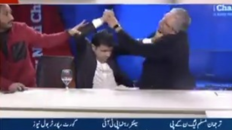 PTI, PLMN leaders scuffle over Imran Khan's personal life in live talk show