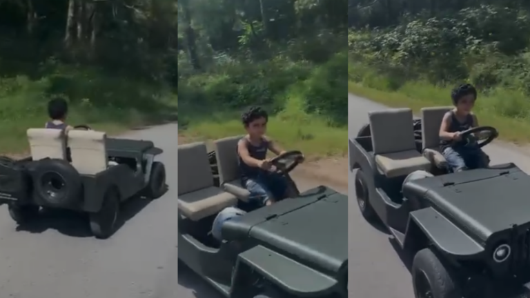 5-year-old boy spotted driving car on busy highway (Watch video)
