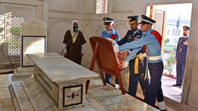 Pakistan Air Force contingent takes charge of guard duties at Mazar-e-Iqbal