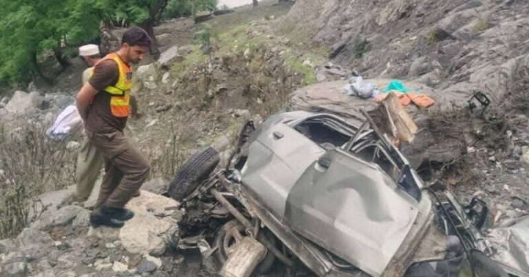Eight family members died as car fell into ravine in Kohistan