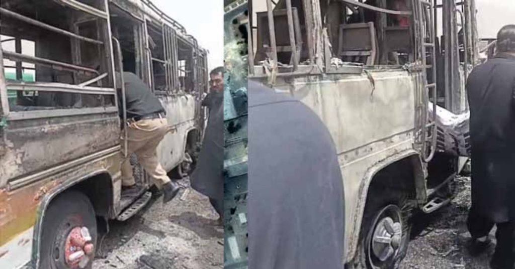 bus caught fire in Quetta