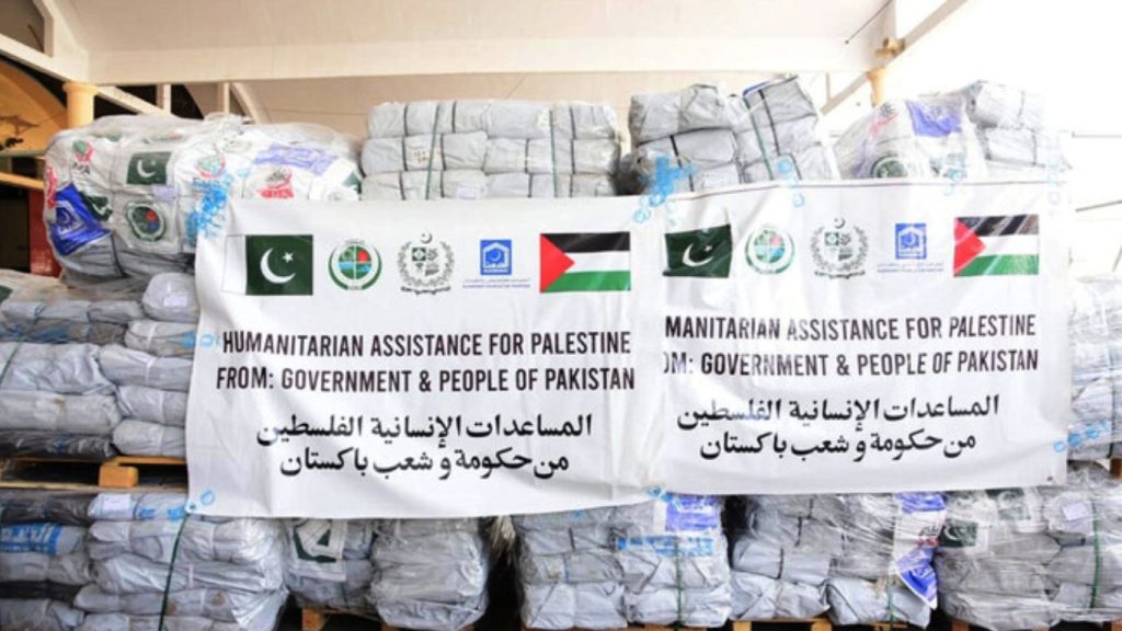 Pakistan sends 100 Tons of essential aid items to Palestine