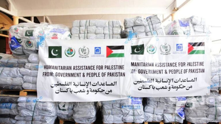 Pakistan sends 100 Tons of essential aid items to Palestine
