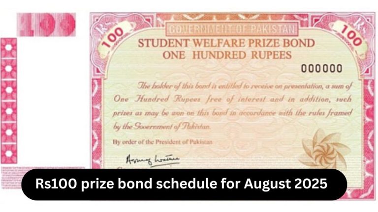 Rs100 prize bond schedule for August 2025, Check draw date inside