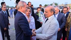 President of Iran Masoud Pezeshkian arrived at Lahore’s Allama Iqbal International Airport on Saturday for a two-day official visit aimed at strengthening ties between the neighbouring countries.
