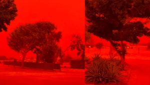 Cyclone Narelle turns Australian sky blood red