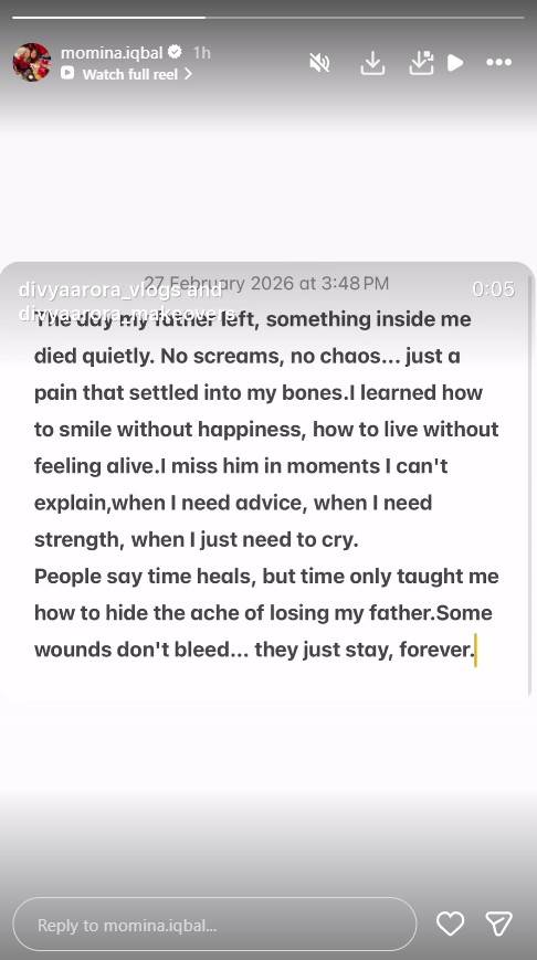 Momina Iqbal father loss