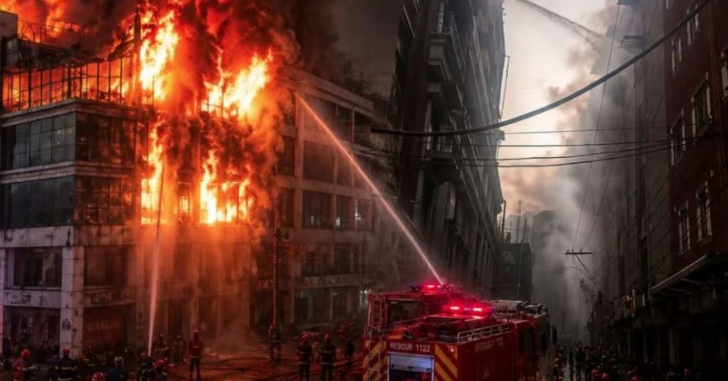 Massive fire broke out in Lahore's New Azam cloth market, rescue operation underway